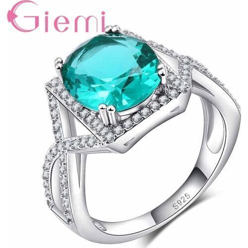 925 Sterling Silver and CZ Generous Elegant Green Round Crystal Stone Geometric Pattern Ring Travel Shopping Jewelry