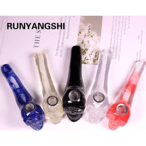 Crystal Smelting Stone Smoking Pipe Skull Shape Refining Stones and Minerals Treatment Gem With Metal Filter +brush