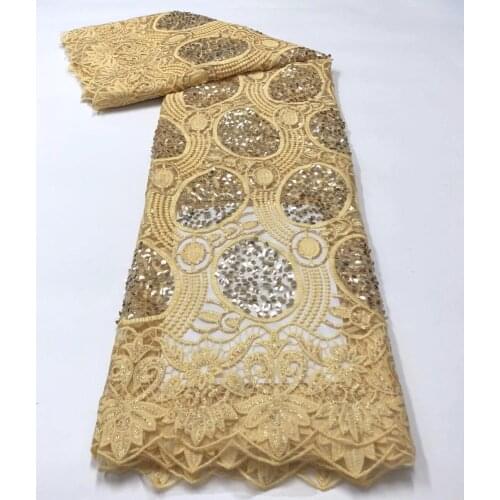 Sequins Nigerian Lace Fabric 2020 High Quality Lace French Water Soluble Lace Fabric Guipure Cord Lace Fabric For Party Dress AF
