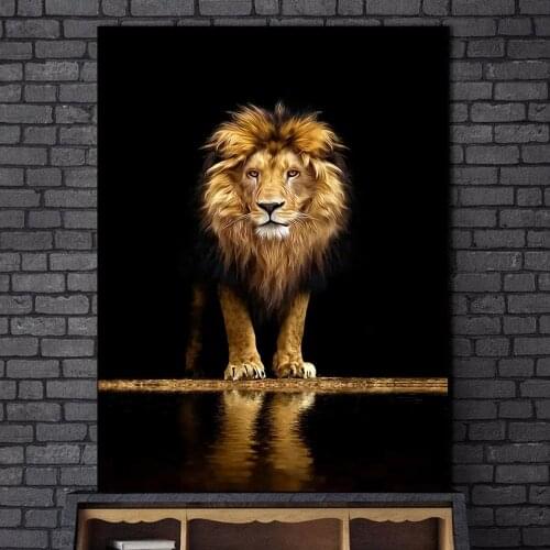 Lion in the Dark Canvas Art Posters And Prints Animals Wall Art Decorative Pictures African Lion Canvas Painting Home Wall Decor