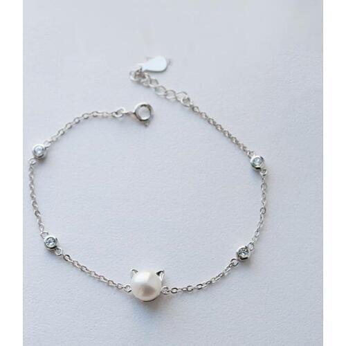 Hot Sale High-quality Creative 925 Sterling Silver Jewelry Cute Cat Sweet Accessories Female Bracelet SB18
