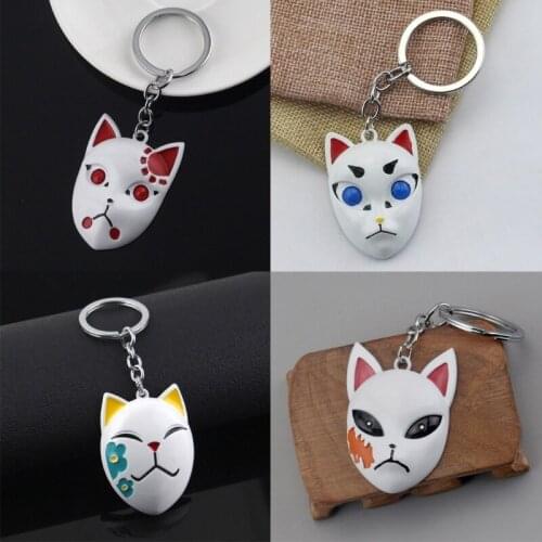 Cute Kimetsu no Yaiba Fashion Novelty Keychain Anime Manga Series Metal Sabito Tanjirous Mask Keychain Fashion Jewelry T84A