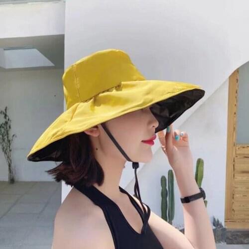Fashionable Leisure Outdoor Comfortable Empty Top Fisherman Hat,Womens New Summer Solid Color Large Edge Double-Sided Sun Hat