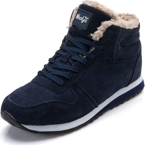 Men/Women Shoes Winter Warm Fur Men Casual Shoes Lace Up Round Toe Casual Men Shoes Flock Footwear For Winter Man Sneakers