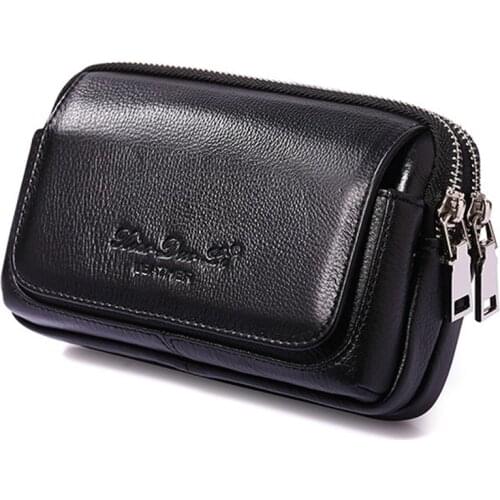 Men Cowhide Genuine Leather Military Cell/Mobile Phone Cover Case skin Hip Belt Bum Purse Fanny Pack Waist Bag Pouch