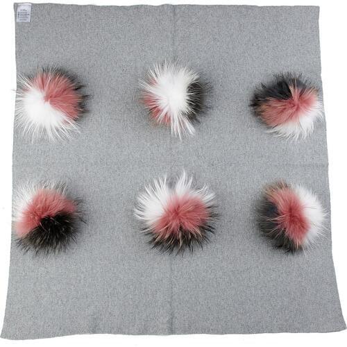 2019 New Warm Wool Newborn Baby Swaddling Blanket Bedding Swaddles Wrap Birth Gift With 15cm Triple Color Real Fur Pompom Solid