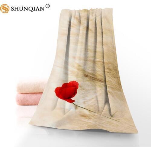 New Custom Poppies Towel Printed Cotton Face/Bath Towels Microfiber Fabric For Kids Men Women Shower Towels