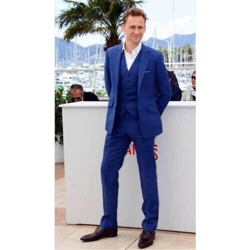 New Classic Men’s Suit Smolking Noivo Terno Slim Fit Easculino Evening Suits For Men Blue Best Man Groomsman Wedding/Prom Groom