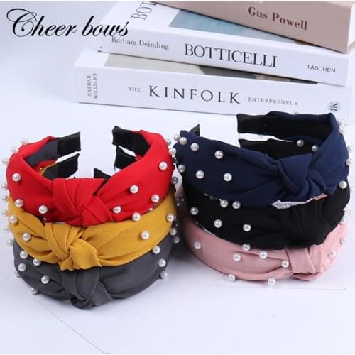 New Fashion Knot Pearl Hairbands Women Shining Beading Pearl Headbands For Girls Solid Lovely Hair Hoop Bezel Hair Accessories