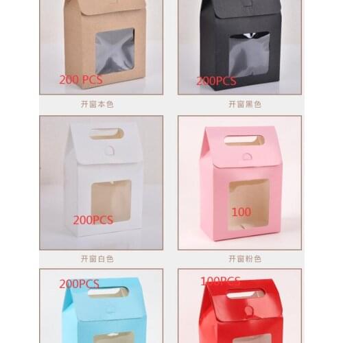 Flip lid kraft paper window gift bag 1000 PCS of each size S M L BK WT BR BL 200 PCS of each color PK RD 100 pcs of each color