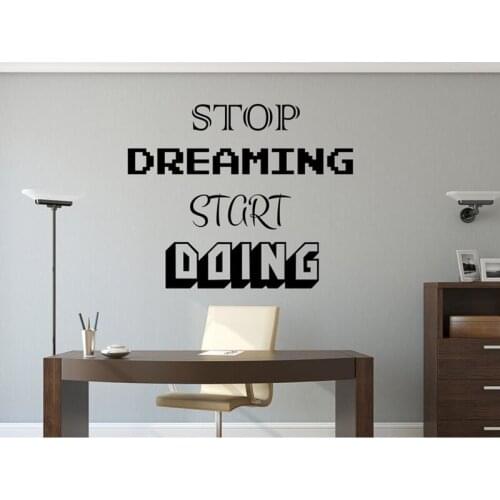 Stop Dreaming Start Doing Wall Decal Motivation Quote Teamwork Decal Teamwork Office Wall Decor Motivation Quote Stickers Z386