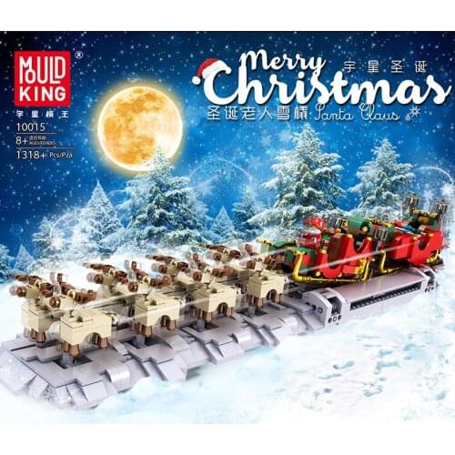 10015 Christmas series Santa Claus electric sled childrens assembled toy model