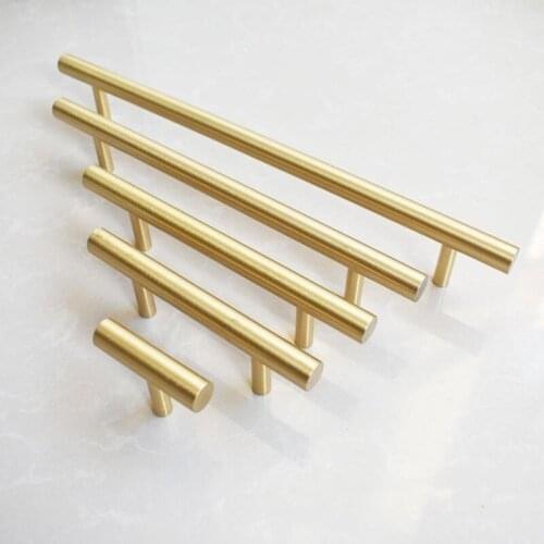 Gold Kitchen Door T Bar Straight Handle Knobs Cabinet Pull Diameter 10mm Stainless Steel Handles Furniture Handle
