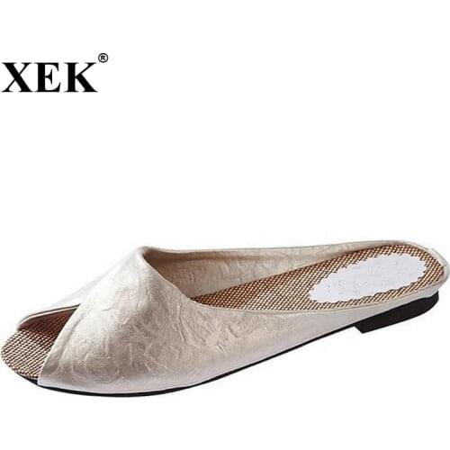 Summer Women Slippers 2017 New Outside Court Retro Style Sandals Peep Toe Woman Shoes Slip on Soft Print Ladies Slides XC31