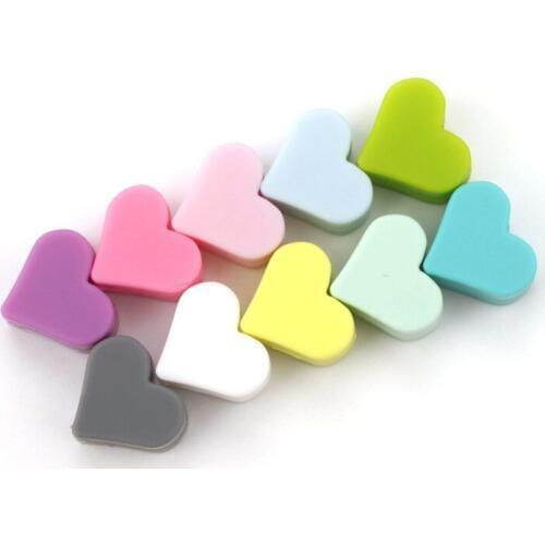 100PC Heart Beads Silicone For Baby Bpa Free15MM Teeth Beads ChewsTeething Pendant Diy Pacifier Chain Mordedor Silicon