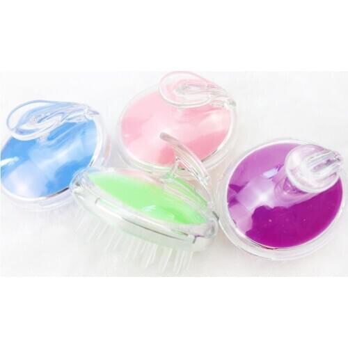 Silicone head massager wash hair brush scalp massage comb bath brush 4 colors free shipping W8451