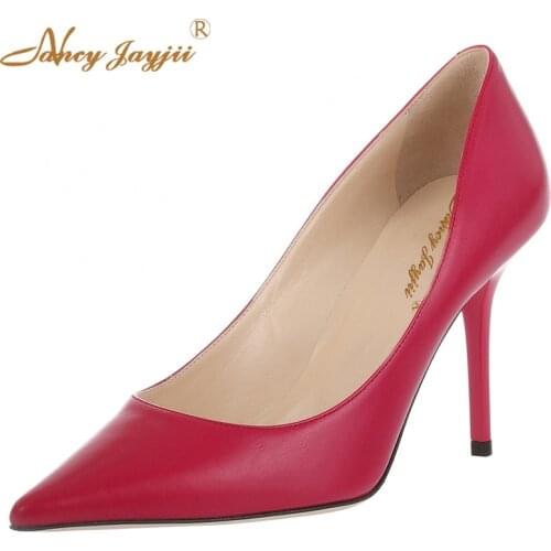 Women Dress &Career &Party Shoes Cow split pointed toe Glitter Thin Heels Sexy Adhesive Patent Leather Pumps Plus Size 4-16