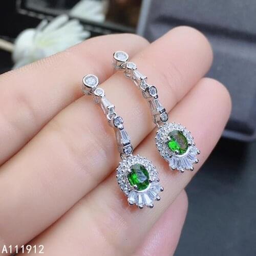 KJJEAXCMY fine jewelry natural diopside 925 sterling silver women earrings support test fashion
