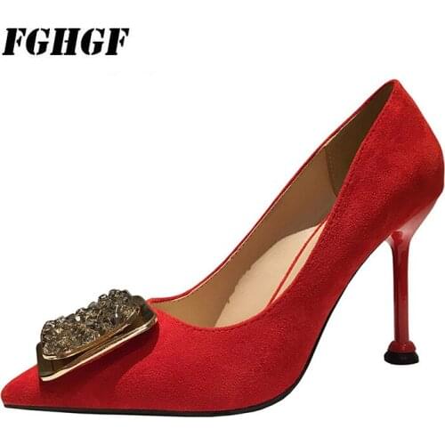 High heels Fine with Web celebrity sexy rhinestone womens single shoe party versatile shoes Suede