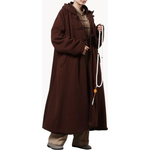 UNISEX Winter warm meditation cloak Lay zen buddhist cape shaolin monks suits clothing blankets uniforms brown high quality
