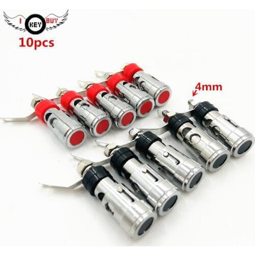 10pcs 4mm Push-in Spring Speaker Amplifier Terminal Binding Post Banana Plug Jack Large Quick Socket 5pcs Red+5pcs Black