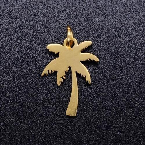 5pcs/lot Dainty Palm Tree Stainless Steel DIY Charms Wholesale Never Tarnish Charm for Bracelet Making Jewelry Finding Supplies
