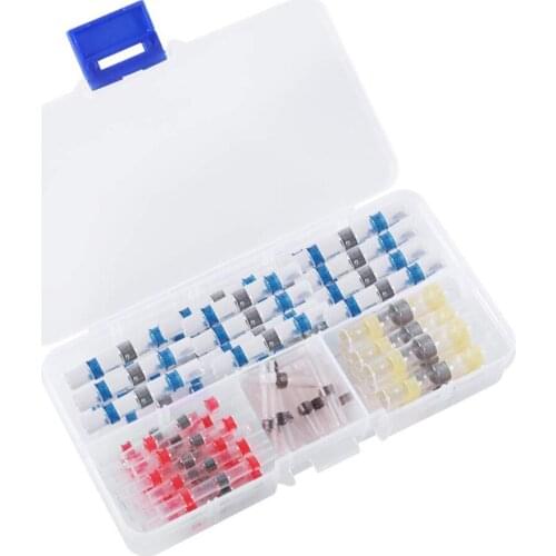50Pcs Solder Seal Wire Connectors Heat Shrink Solder Butt Connectors Solder Connector Kit with case Automotive Marine Insulated