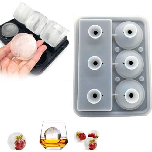 6 Cell Ice Ball Mold Silicone Ice Cube Trays Whiskey Ice Ball Maker Frozen Ice Sphere Mold Round Cube Tray for Party Bar