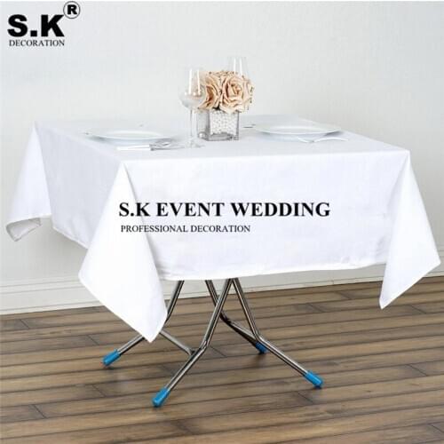 White Black Color Square Polyester Tablecloth Banquet Wedding Table Cloth For Wedding Banquet Decoration