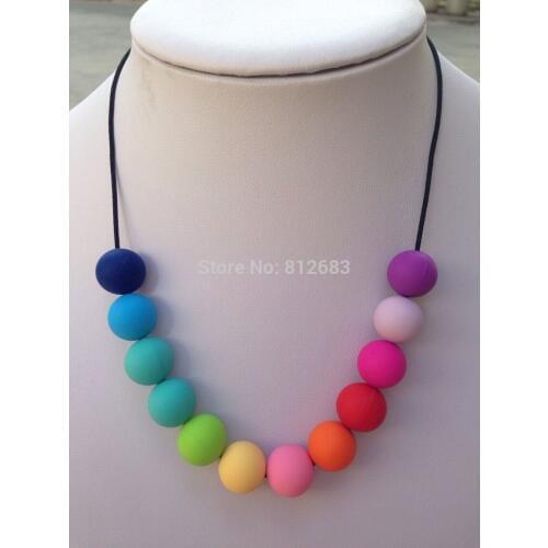 Free Shipping -Silicone Teething Necklace Jewellery Bubblegum Beads multi