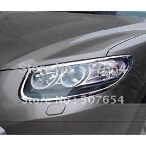 Free shipping! Higher star ABS with chrome 2pcs HeadLamp Cover/front lamp cover/headlight trim for Hyundai Santafe 2010