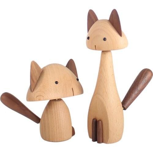 Wooden Art Animal Cat Creative Gift Home Decoration Office Bedroom Wooden Product Model Room Decoration Cat