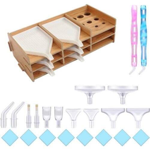 Wood Diamond Painting Tray Organizer, Beading Storage Tray,Diamond Painting Accessories Kits for DIY Crafts