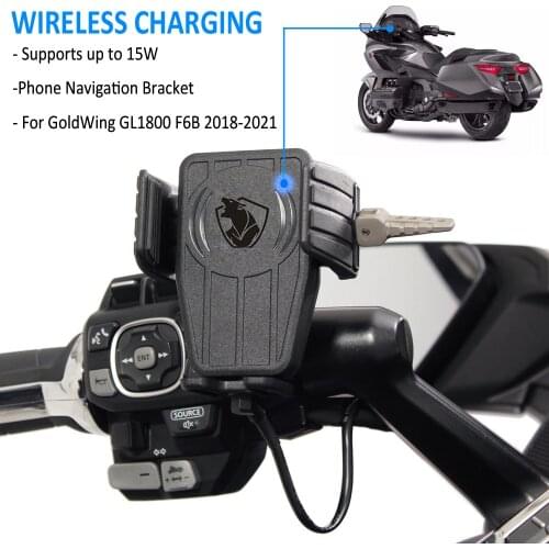 Gold Wing Motorcycle Wireless Charging GPS Phone Holder Navigation Bracket For HONDA GoldWing GL 1800 F6B GL1800 DCT 2018 - 2021