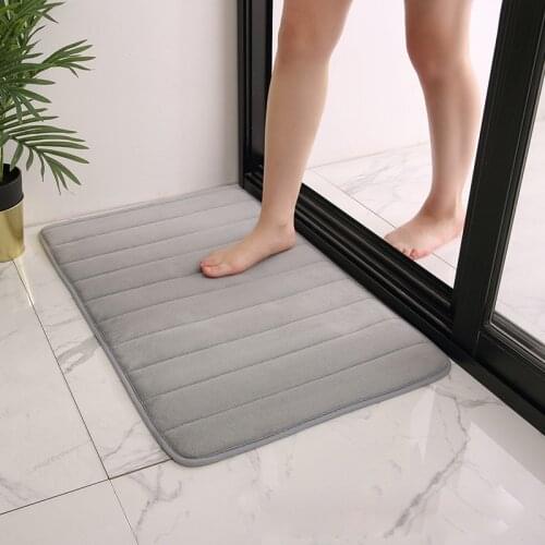 Home Bath Mat Bathroom Carpet Water Absorption Non-slip Memory Foam Absorbent Washable Rug Toilet Floor Mat Coral Fleece