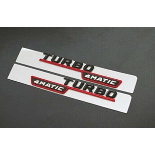 For 2x TURBO 4MATIC Emblem Badge für C63 GLC TURBO 4MATIC Schwarz Rot Logo