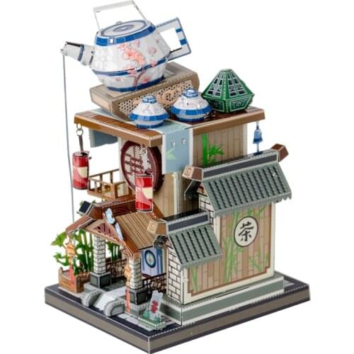 Art Model MU 3D Metal Puzzle Art Tour China Teahouse building model DIY 3D Laser Cut Assemble Jigsaw Toys GIFT For children
