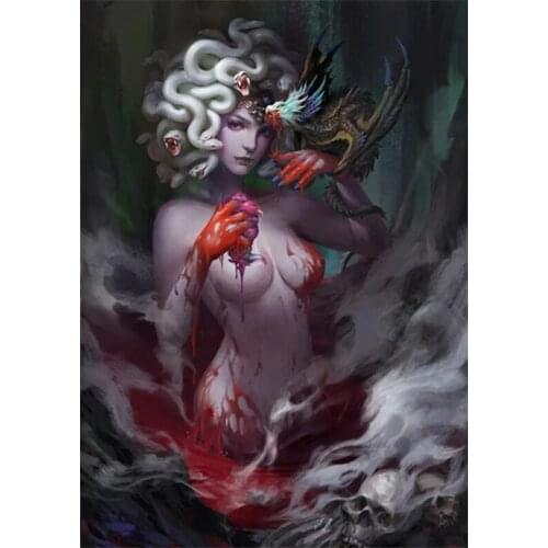 Snake girl Diamond Painting tools,DIY Square round Mosaic horror elf diamond Embroidery sale 3d funny comics Picture girl.webp