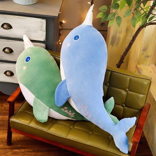 55/80cm one-horned whale doll soft plush toy marine creature baby toys to send children gifts holiday gifts for boys and girls