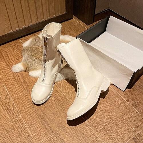 LAASIMI Winter Mid-Calf Boots Women Platform Genuine Leather High Boots Ladies Fashion Warm with Fur Shoes Woman Motorcycle 2020