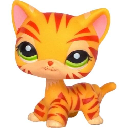 Lps cat pet shop toys Short Hair Cat #1451 Yellow Orange Tabby Kitty Lovely Tiger Cat Kids gift