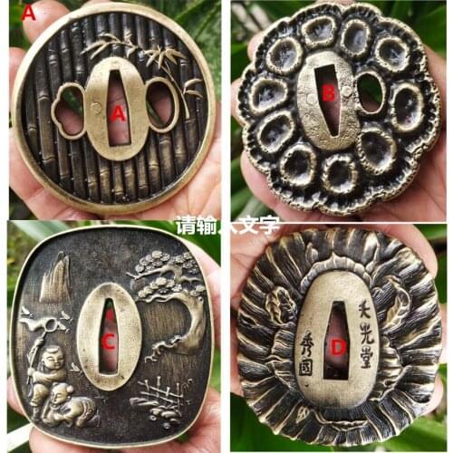 Copper Tsuba Guard For Japanese Samurai Katana/Wakizashi/Tanto Knife DIY Sword Hand Guard Fittings