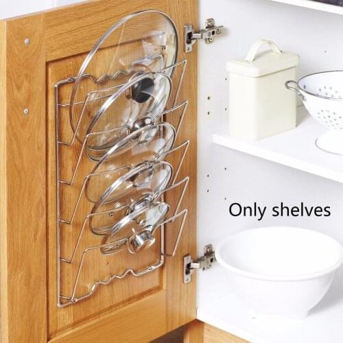 Anti-fall Metal Drying Pan Pot Rack Cover Lid Rest Stand Spoon Holder Holder Kitchen Tool 5 Layer