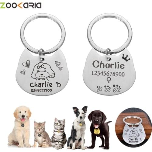 Personalized Laser Engraving Dogs Medallion Metal Cartoon Pet ID Tag Customized Collar For Small Dog DIY Tags Puppy Cat Address