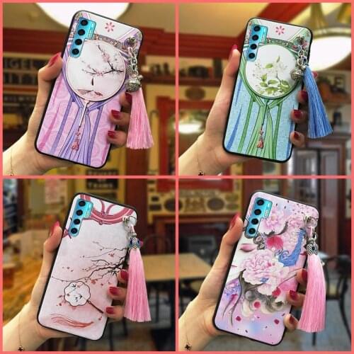 Soft tassel Phone Case For TCL 20 Pro 5G Soft Case Silicone Anti-knock Lanyard Shockproof Cover