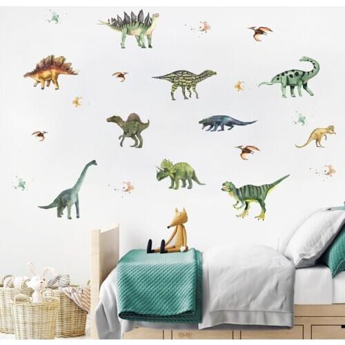 KAKUDER Cartoon Dinosaur Animals Wall Stickers Creative Decorations Window Paste Stickers Home Decor vinilo decorativo pegatinas