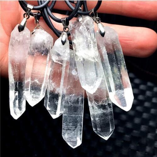 Natural white crystal single point column energy column energy column of the original mineral spirit pendulum meditation pendan