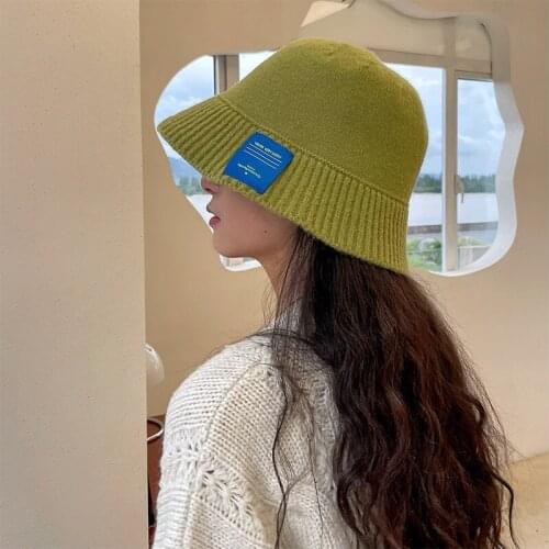 2021 New Autumn and Winter Knitted Bucket Hat Outdoor Warm Fisherman Hat Bob Hip-hop Hat Thick Panama Hat Ladies Bucket Hat