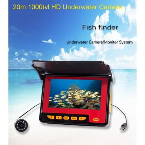 20M Cable 1000TVL Fish Finder Underwater Ice Fishing Camera 4.3" LCD Monitor 10PCS LED For Fishing