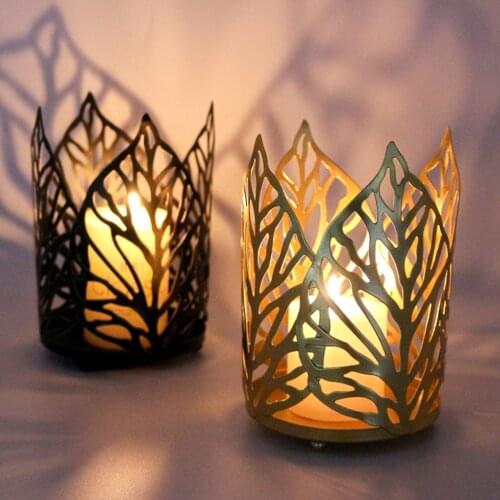 Hollow Candle Holder Tealight Holder Stand SPA Clubs Tabletop Desktop Ornament Iron Art Decorative Candlestick Holder Home Decor